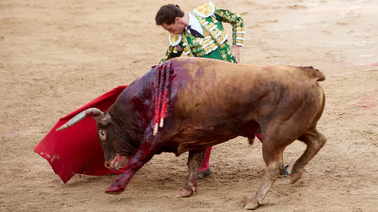 Séptima corrida de la Feria del Toro de San Fermín 2025 con toros de La Palmosilla para Jiménez Fortes, Fernando Adrián y Ginés Marín. IÑIGO ALZUGARAY