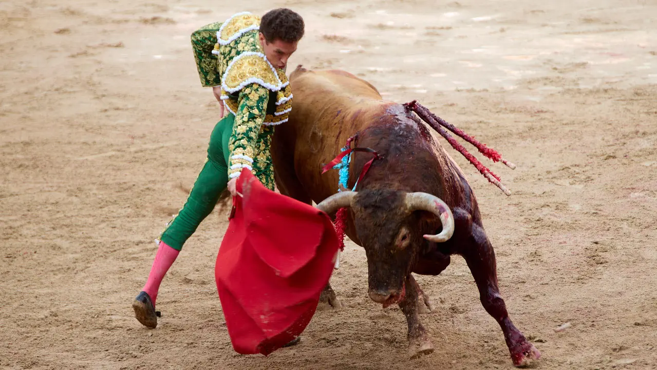 Séptima corrida de la Feria del Toro de San Fermín 2025 con toros de La Palmosilla para Jiménez Fortes, Fernando Adrián y Ginés Marín. IÑIGO ALZUGARAY
