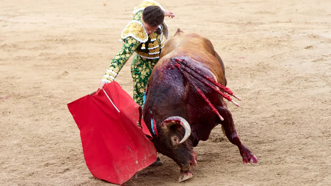 Séptima corrida de la Feria del Toro de San Fermín 2025 con toros de La Palmosilla para Jiménez Fortes, Fernando Adrián y Ginés Marín. IÑIGO ALZUGARAY