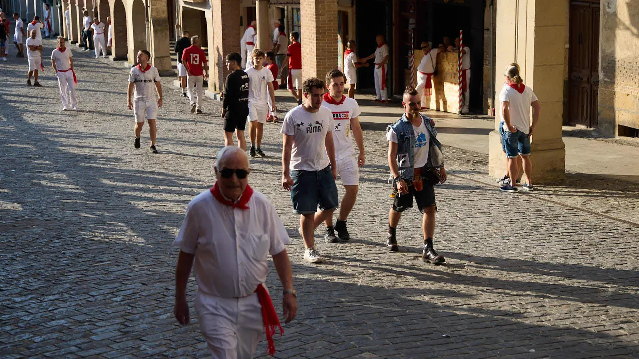 Encierro de novillos durante las Fiestas de Estella de 2025. IÑIGO ALZUGARAY