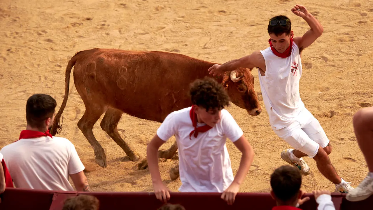 Vaquillas en Fiestas de Estella 2025 del 6 de agosto. IRANZU LARRASOAÑA