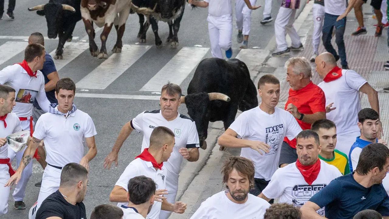 Primer encierro de Tafalla 2025 con toros de la ganadería del Conde de la Corte. Maite H. Mateo..-20