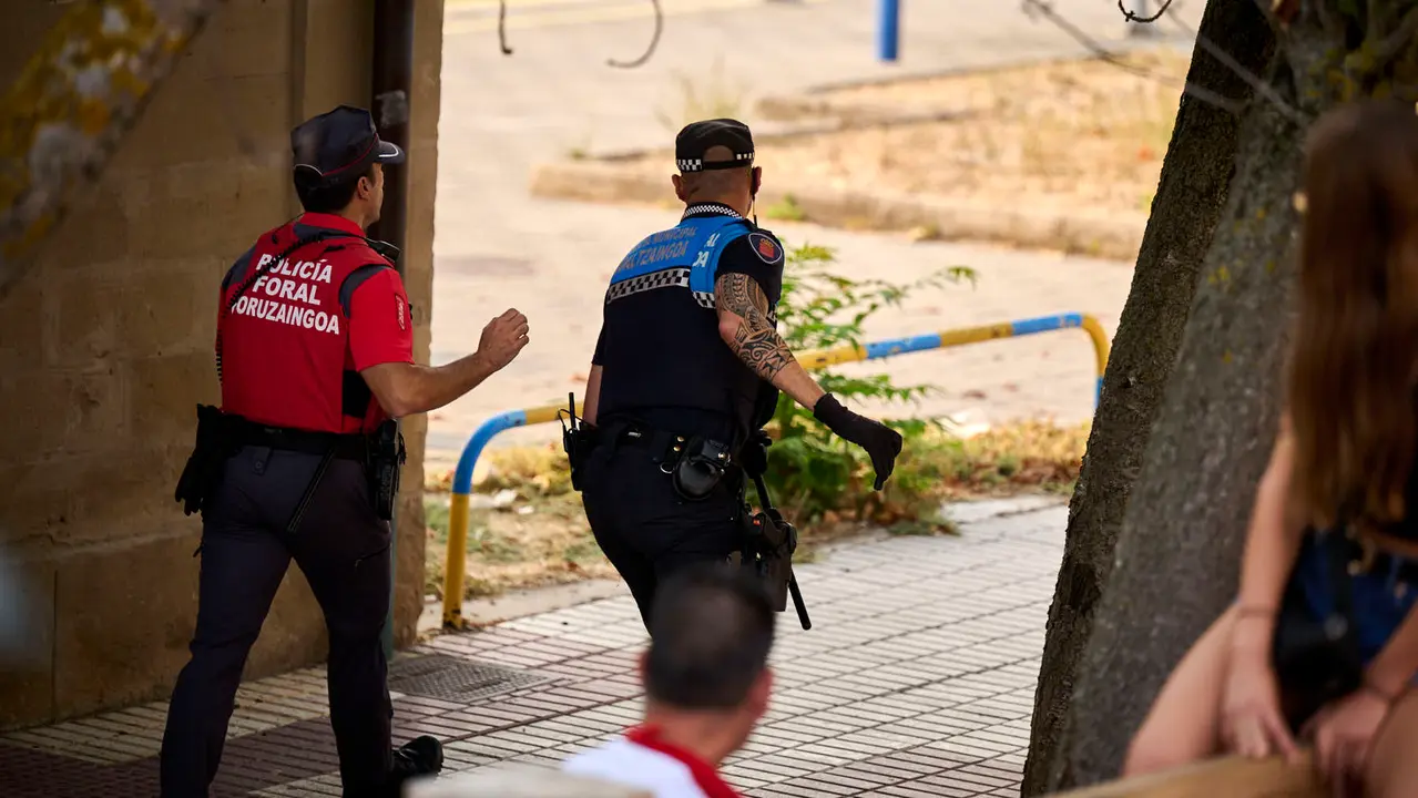 Segundo encierro de las fiestas de Tafalla 2025 con toros de la ganadería de Palha. PABLO LASAOSA