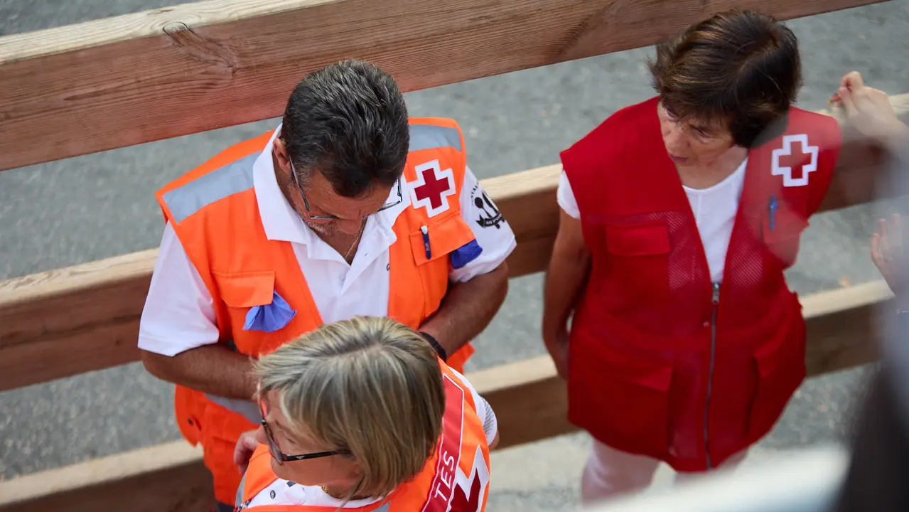 Momentos previos al segundo encierro de las fiestas de Tafalla 2025. IÑIGO ALZUGARAY