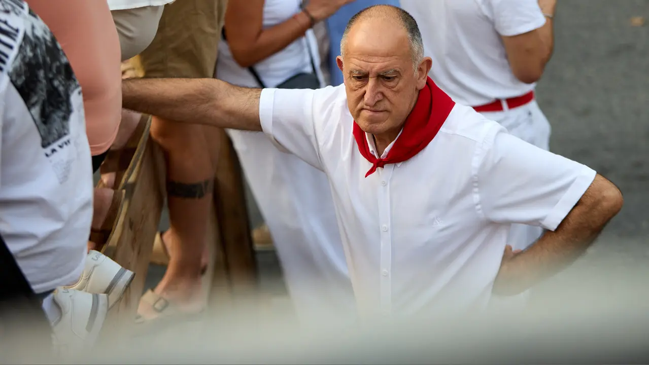 Momentos previos al segundo encierro de las fiestas de Tafalla 2025. IÑIGO ALZUGARAY