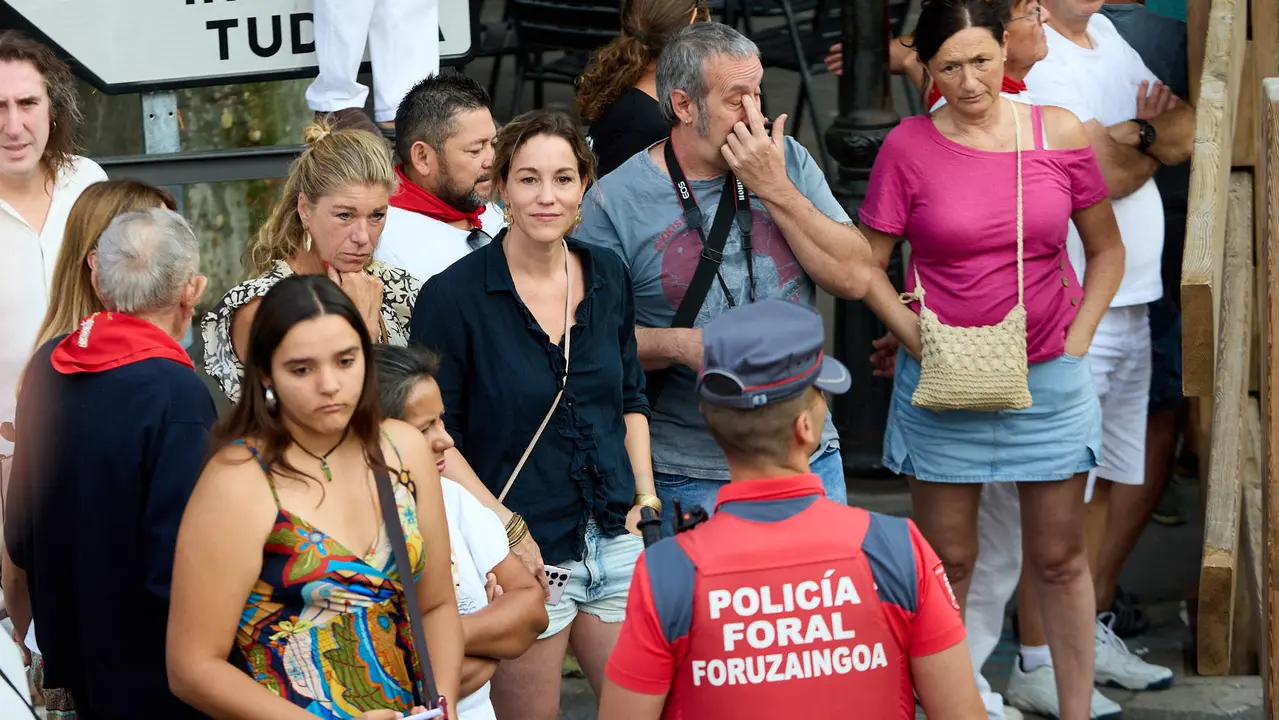 Momentos previos al segundo encierro de las fiestas de Tafalla 2025. IÑIGO ALZUGARAY