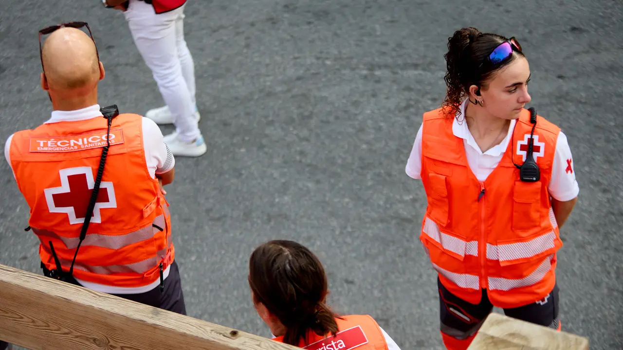 Momentos previos al segundo encierro de las fiestas de Tafalla 2025. IÑIGO ALZUGARAY