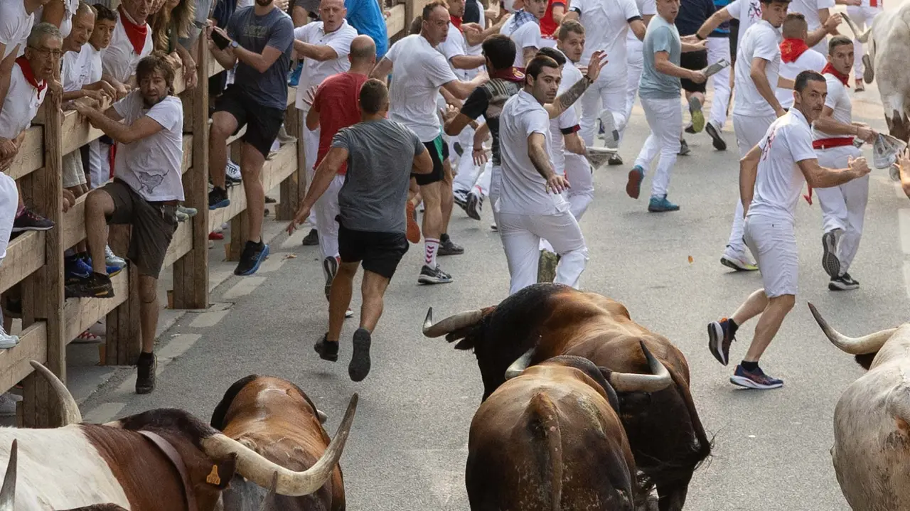 Tercer encierro de Tafalla 2025 con toros de la ganadería Sobral. Maite H. Mateo..-02