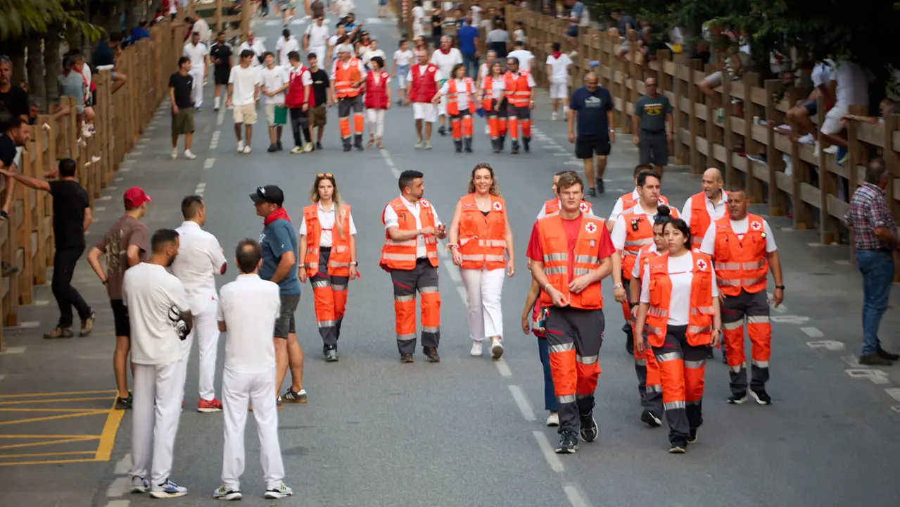 Tercer encierro de las fiestas de Tafalla 2025 con toros de la ganadería de Sobral. IÑIGO ALZUGARAY