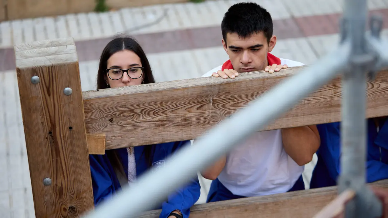 Tercer encierro de las fiestas de Tafalla 2025 con toros de la ganadería de Sobral. IÑIGO ALZUGARAY
