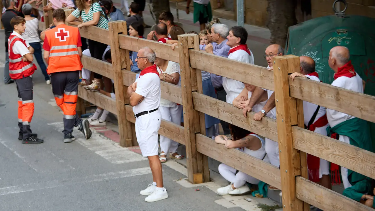 Tercer encierro de las fiestas de Tafalla 2025 con toros de la ganadería de Sobral. IÑIGO ALZUGARAY
