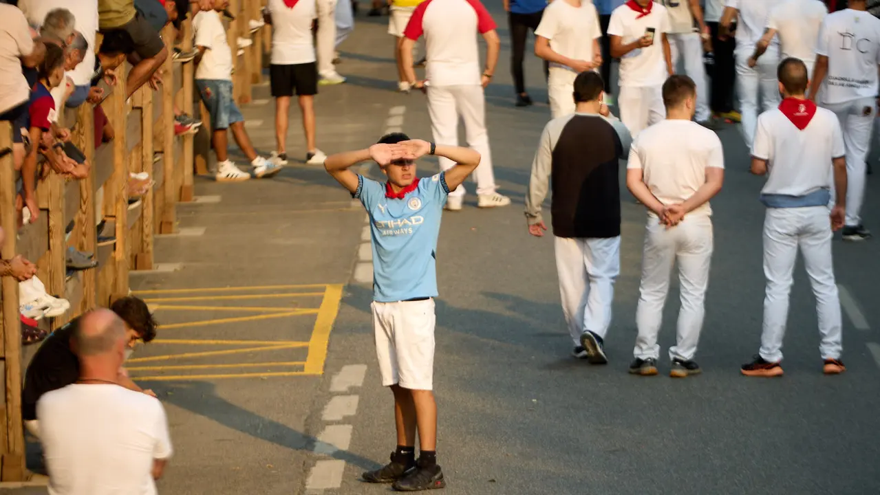 Tercer encierro de las fiestas de Tafalla 2025 con toros de la ganadería de Sobral. IÑIGO ALZUGARAY