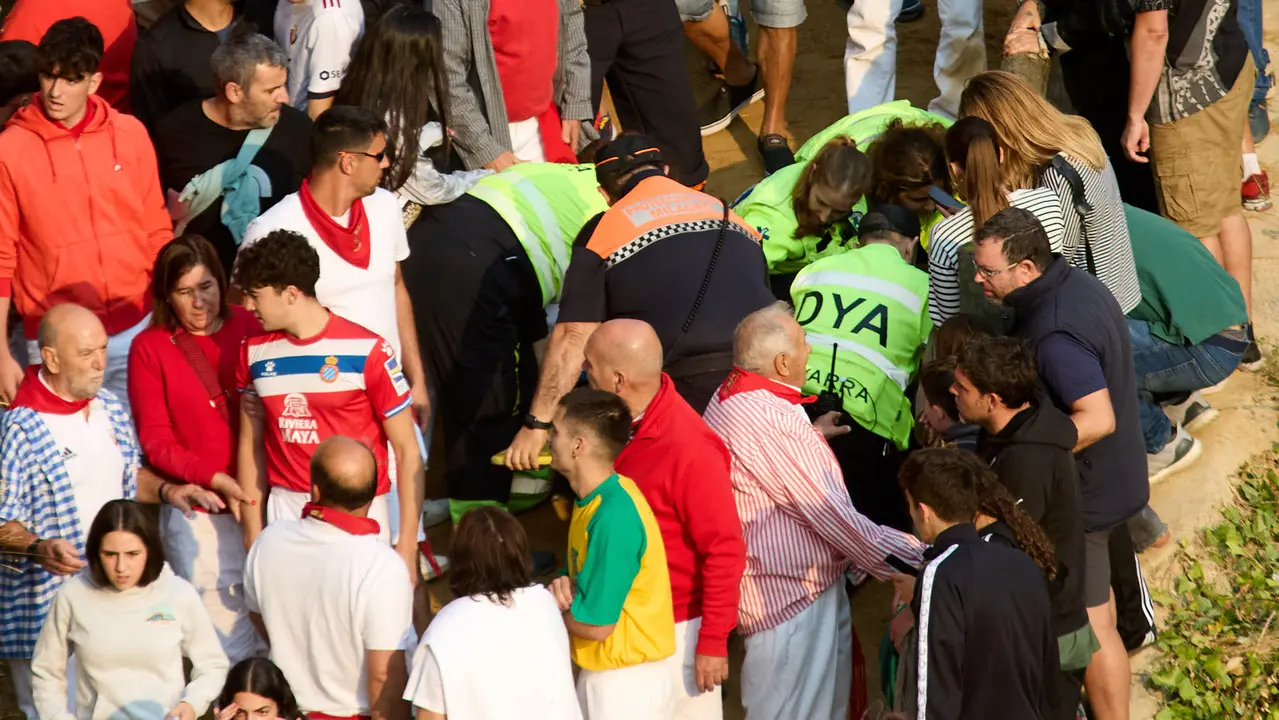 ºCuarto encierro del Pilón en las fiestas de Falces de 2025 con vacas de la ganadería de Alba Reta de Grocin. IÑIGO ALZUGARAY
