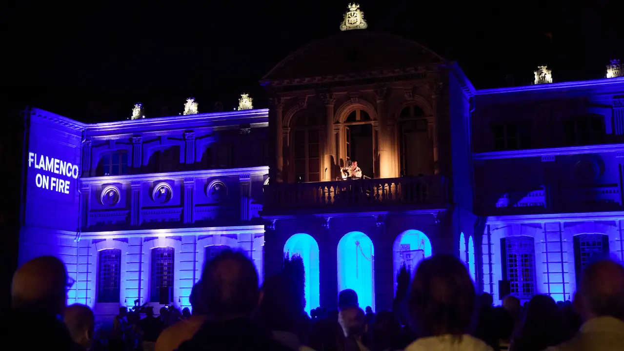 Concierto del guitarrista Miguel Vargas en el balcón del Palacio de Navarra en Pamplona dentro de la XII edición del festival Flamenco On Fire. IÑIGO ALZUGARAY