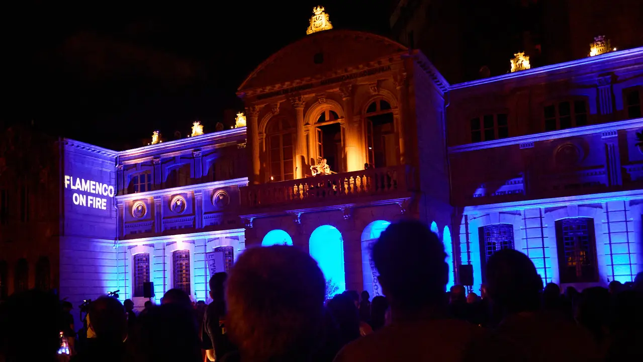 Concierto del guitarrista Miguel Vargas en el balcón del Palacio de Navarra en Pamplona dentro de la XII edición del festival Flamenco On Fire. IÑIGO ALZUGARAY