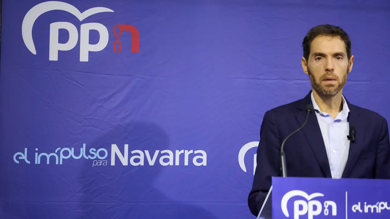 Los populares Sergio Sayas y Carlos García Adanero ofrecen una rueda de prensa para valorar la actualidad política. IÑIGO ALZUGARAY