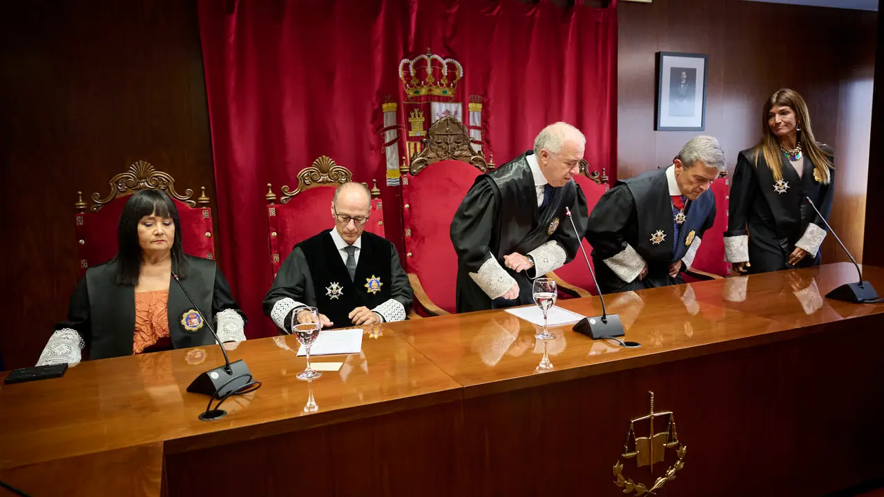 Acto de apertura del año judicial 2025-26 con la intervención del presidente del Tribunal Superior de Justicia de Navarra (TSJN), Julián Huarte; y el fiscal superior de la Comunidad foral, Jaime Goyena. PABLO LASAOSA
