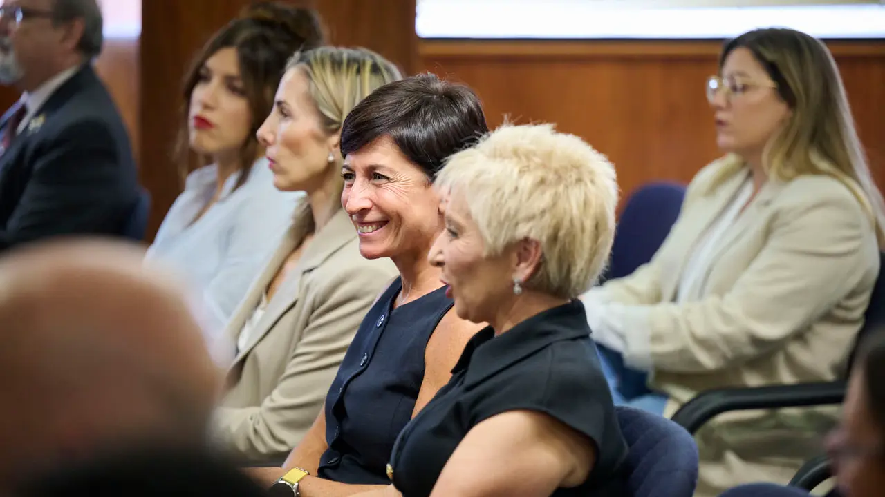 Acto de apertura del año judicial 2025-26 con la intervención del presidente del Tribunal Superior de Justicia de Navarra (TSJN), Julián Huarte; y el fiscal superior de la Comunidad foral, Jaime Goyena. PABLO LASAOSA
