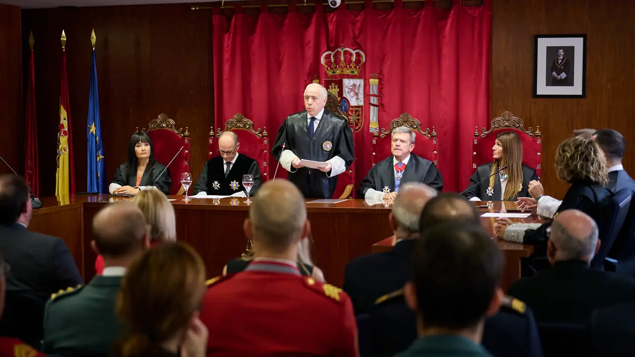 Acto de apertura del año judicial 2025-26 con la intervención del presidente del Tribunal Superior de Justicia de Navarra (TSJN), Julián Huarte; y el fiscal superior de la Comunidad foral, Jaime Goyena. PABLO LASAOSA