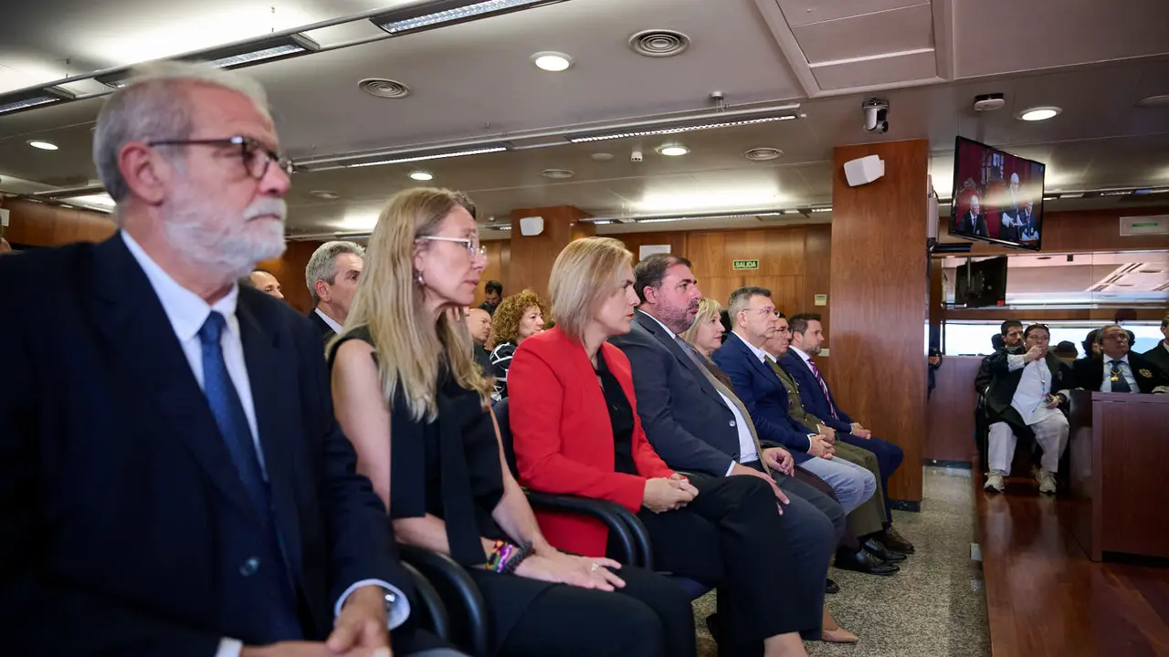 Acto de apertura del año judicial 2025-26 con la intervención del presidente del Tribunal Superior de Justicia de Navarra (TSJN), Julián Huarte; y el fiscal superior de la Comunidad foral, Jaime Goyena. PABLO LASAOSA