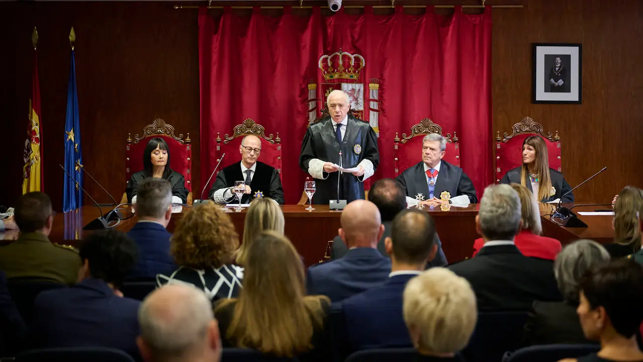 Acto de apertura del año judicial 2025-26 con la intervención del presidente del Tribunal Superior de Justicia de Navarra (TSJN), Julián Huarte; y el fiscal superior de la Comunidad foral, Jaime Goyena. PABLO LASAOSA