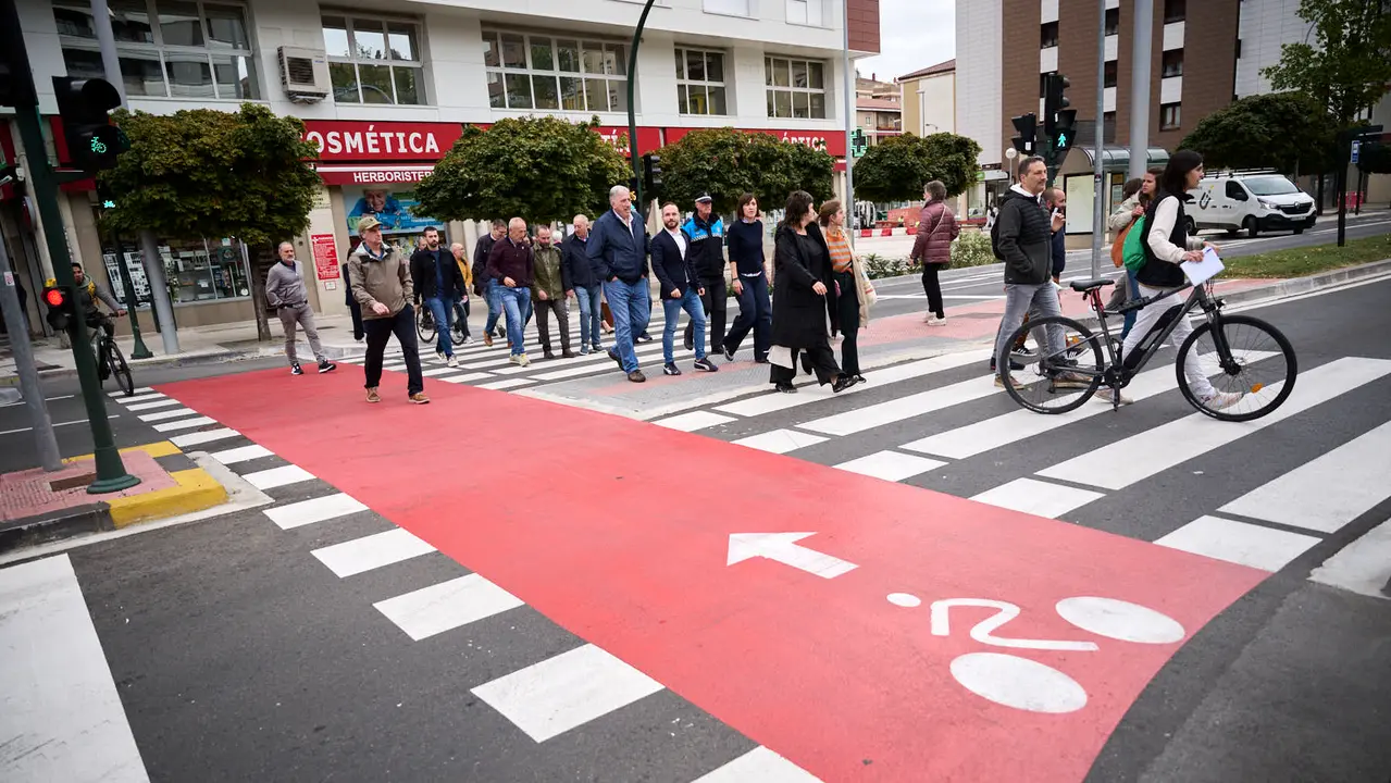 Acto de inauguración de la ampliación del corredor sostenible de Pío XII de Pamplona. PABLO LASAOSA