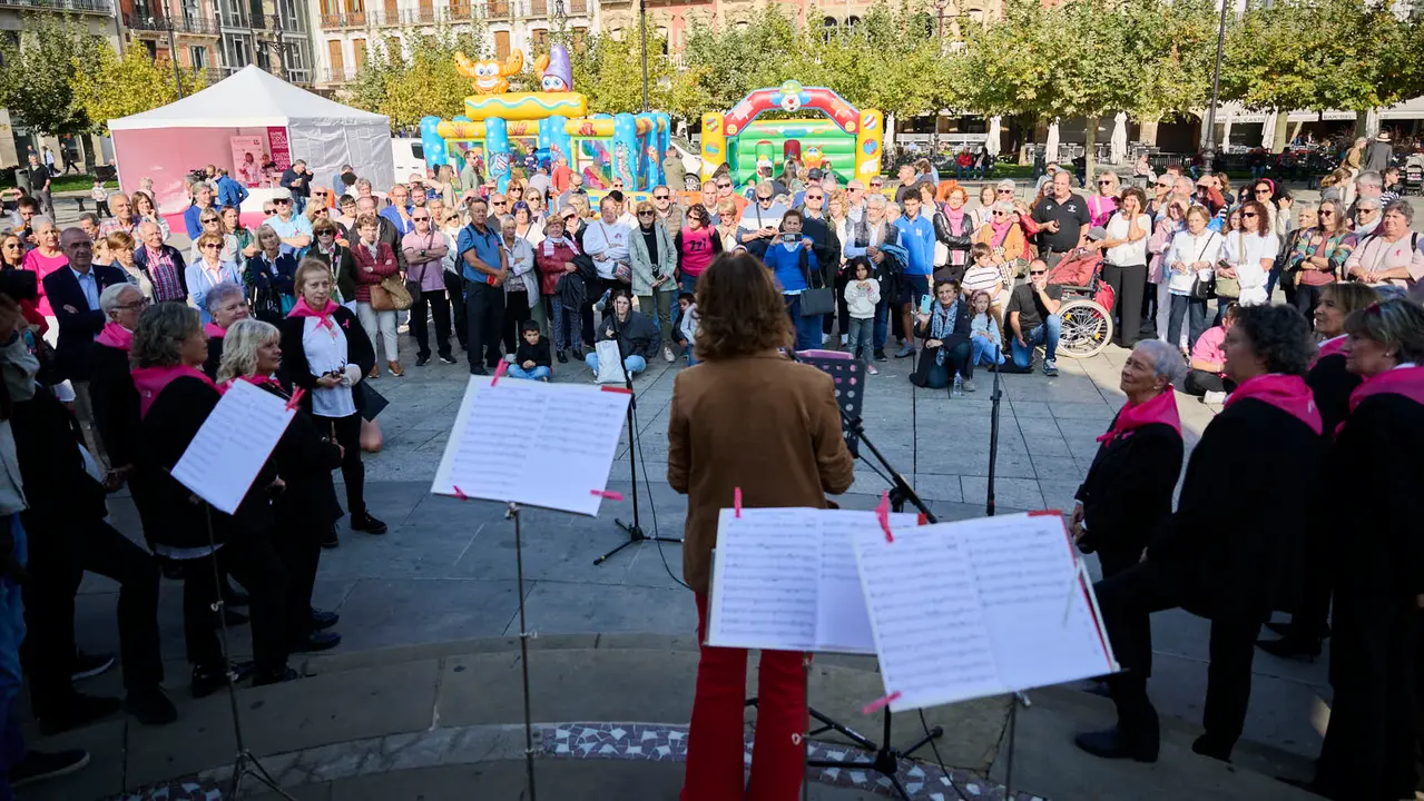 Saray celebra el Día Internacional del Cáncer de Mama en Pamplona. PABLO LASAOSA