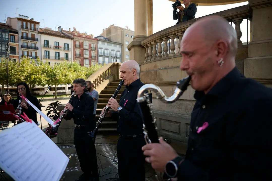 Saray celebra el Día Internacional del Cáncer de Mama en Pamplona. PABLO LASAOSA