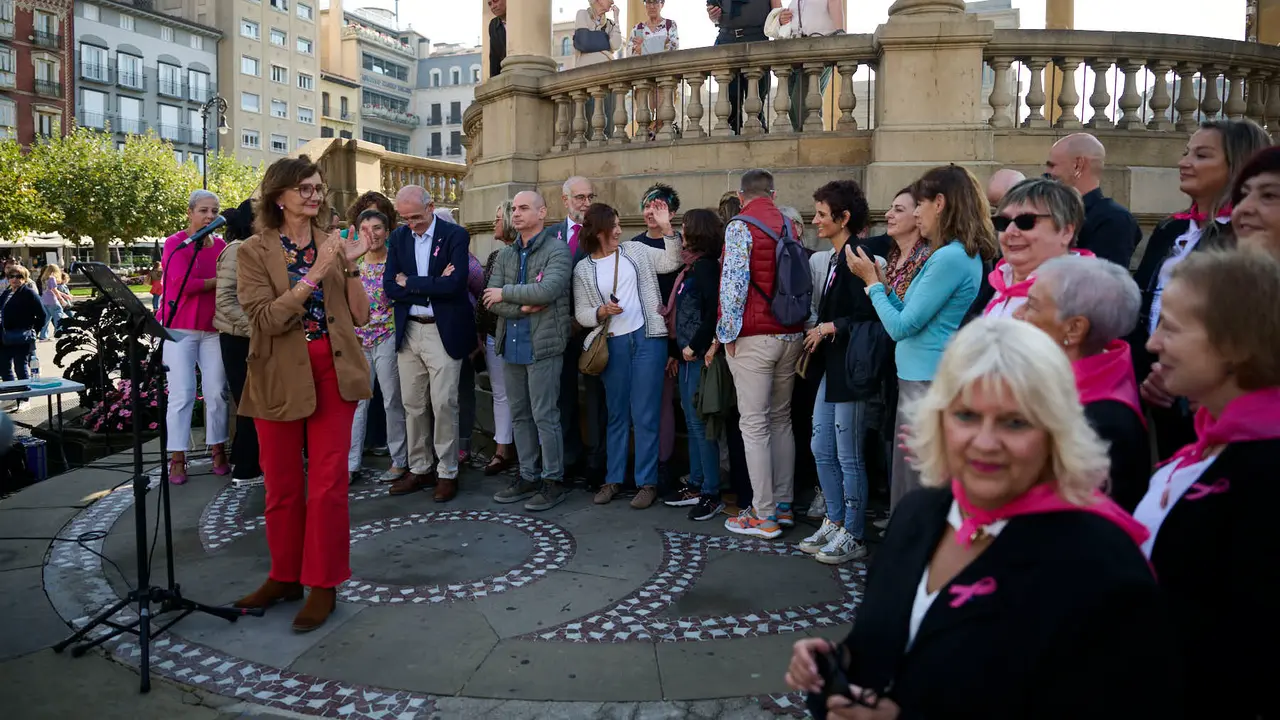 Saray celebra el Día Internacional del Cáncer de Mama en Pamplona. PABLO LASAOSA