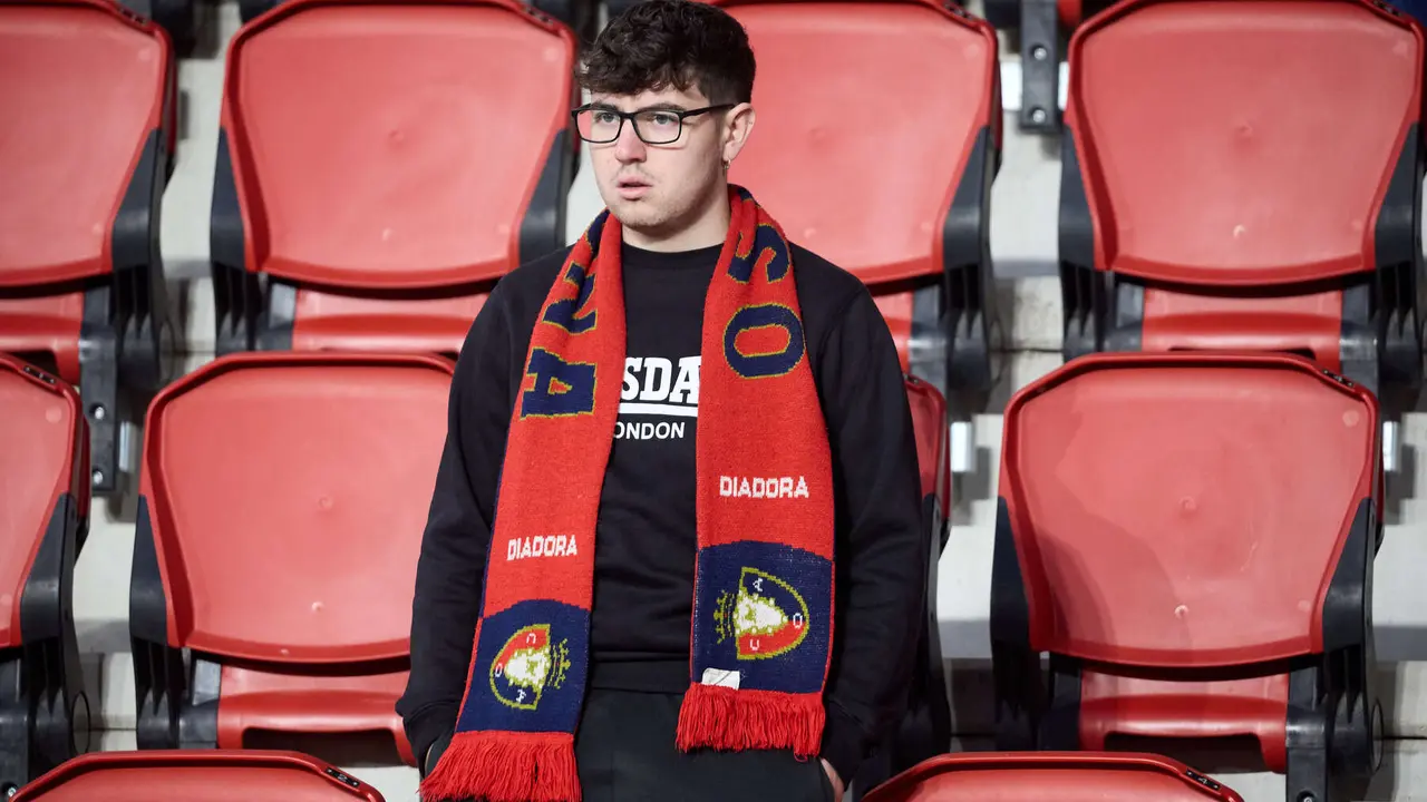 La grada del estadio de El Sadar durante el partido de La Liga EA Sports entre CA Osasuna y RC Celta disputado en Pamplona. IÑIGO ALZUGARAY