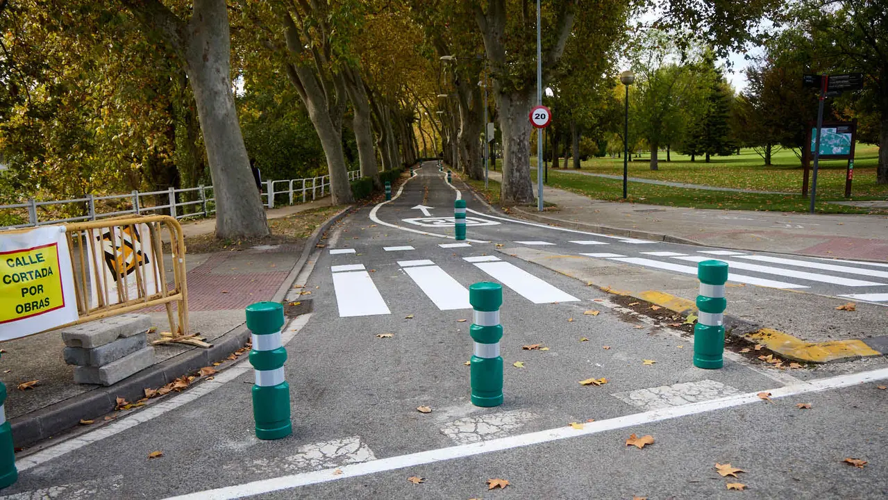 Carretera de la Universidad de Navarra con un único sentido de circulación y nueva señalización horizontal. NAVARRA.COM