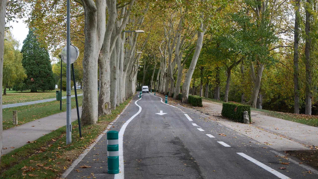 Carretera de la Universidad de Navarra con un único sentido de circulación y nueva señalización horizontal. NAVARRA.COM