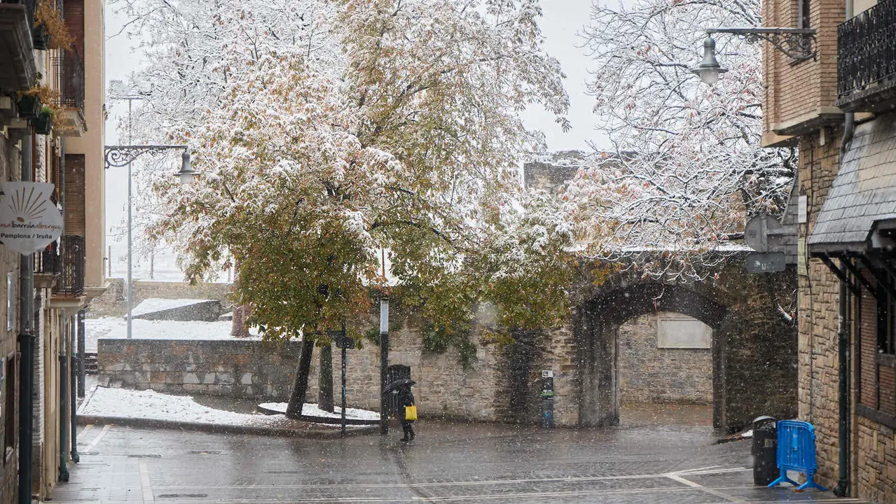 Nieve en Pamplona. IÑIGO ALZUGARAY