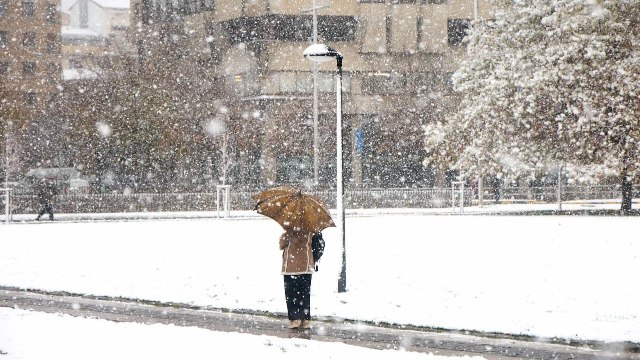Nieve en Pamplona. IÑIGO ALZUGARAY