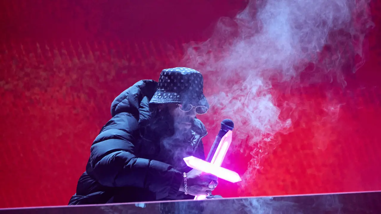 Concierto del cantante y compositor puertorriqueño de reguetón y trap latino Anuel AA en el pabellón Navarra Arena de Pamplona dentro de su gira Europe Tour 2025. IÑIGO ALZUGARAY