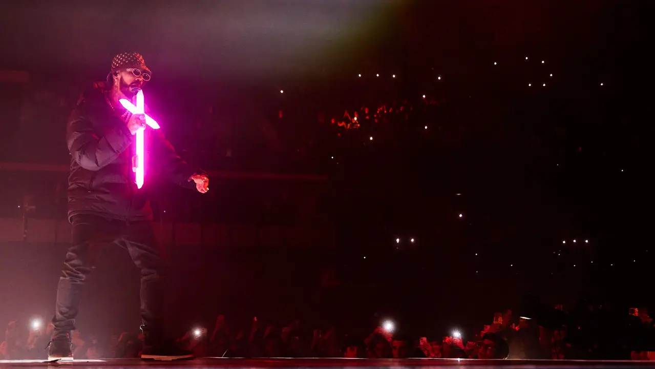 Concierto del cantante y compositor puertorriqueño de reguetón y trap latino Anuel AA en el pabellón Navarra Arena de Pamplona dentro de su gira Europe Tour 2025. IÑIGO ALZUGARAY