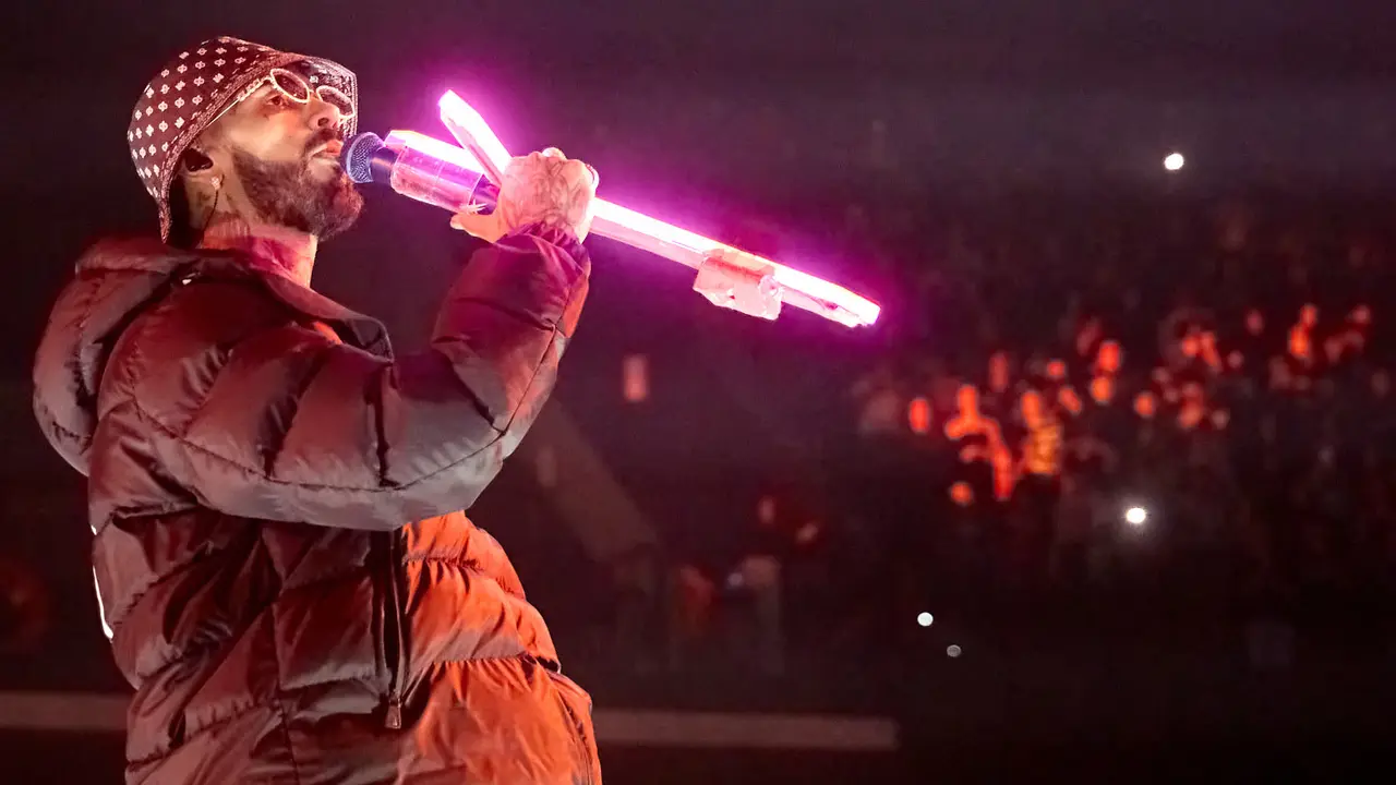 Concierto del cantante y compositor puertorriqueño de reguetón y trap latino Anuel AA en el pabellón Navarra Arena de Pamplona dentro de su gira Europe Tour 2025. IÑIGO ALZUGARAY