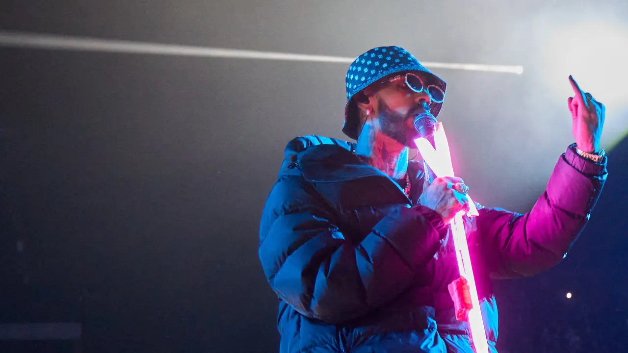 Concierto del cantante y compositor puertorriqueño de reguetón y trap latino Anuel AA en el pabellón Navarra Arena de Pamplona dentro de su gira Europe Tour 2025. IÑIGO ALZUGARAY