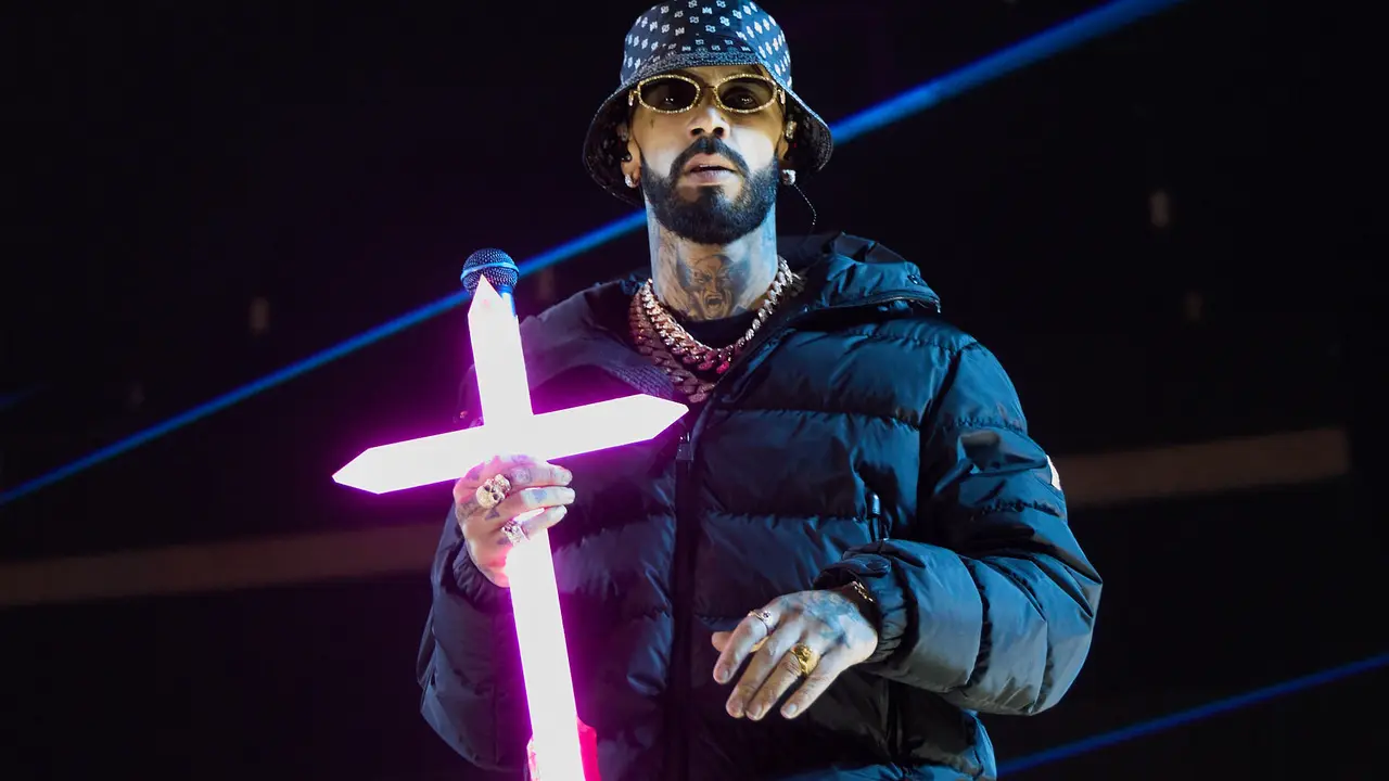 Concierto del cantante y compositor puertorriqueño de reguetón y trap latino Anuel AA en el pabellón Navarra Arena de Pamplona dentro de su gira Europe Tour 2025. IÑIGO ALZUGARAY