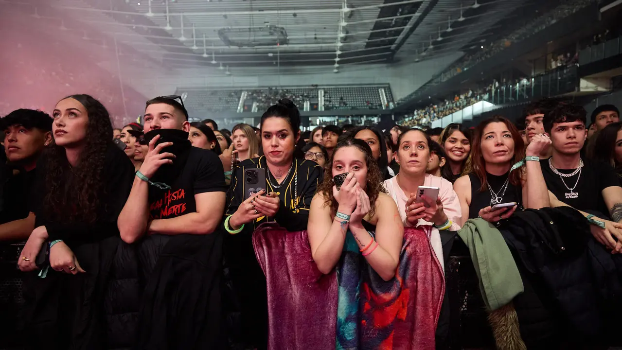 Concierto del cantante y compositor puertorriqueño de reguetón y trap latino Anuel AA en el pabellón Navarra Arena de Pamplona dentro de su gira Europe Tour 2025. IÑIGO ALZUGARAY