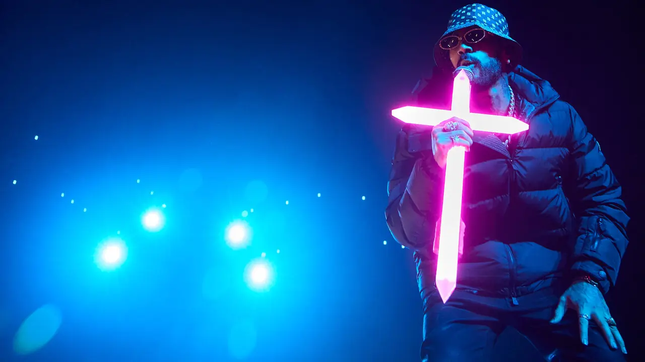 Concierto del cantante y compositor puertorriqueño de reguetón y trap latino Anuel AA en el pabellón Navarra Arena de Pamplona dentro de su gira Europe Tour 2025. IÑIGO ALZUGARAY