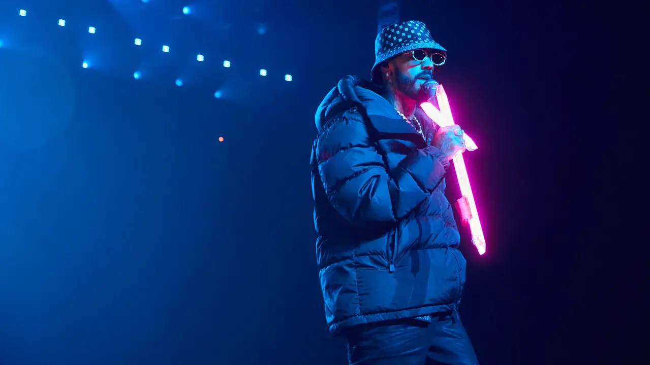 Concierto del cantante y compositor puertorriqueño de reguetón y trap latino Anuel AA en el pabellón Navarra Arena de Pamplona dentro de su gira Europe Tour 2025. IÑIGO ALZUGARAY