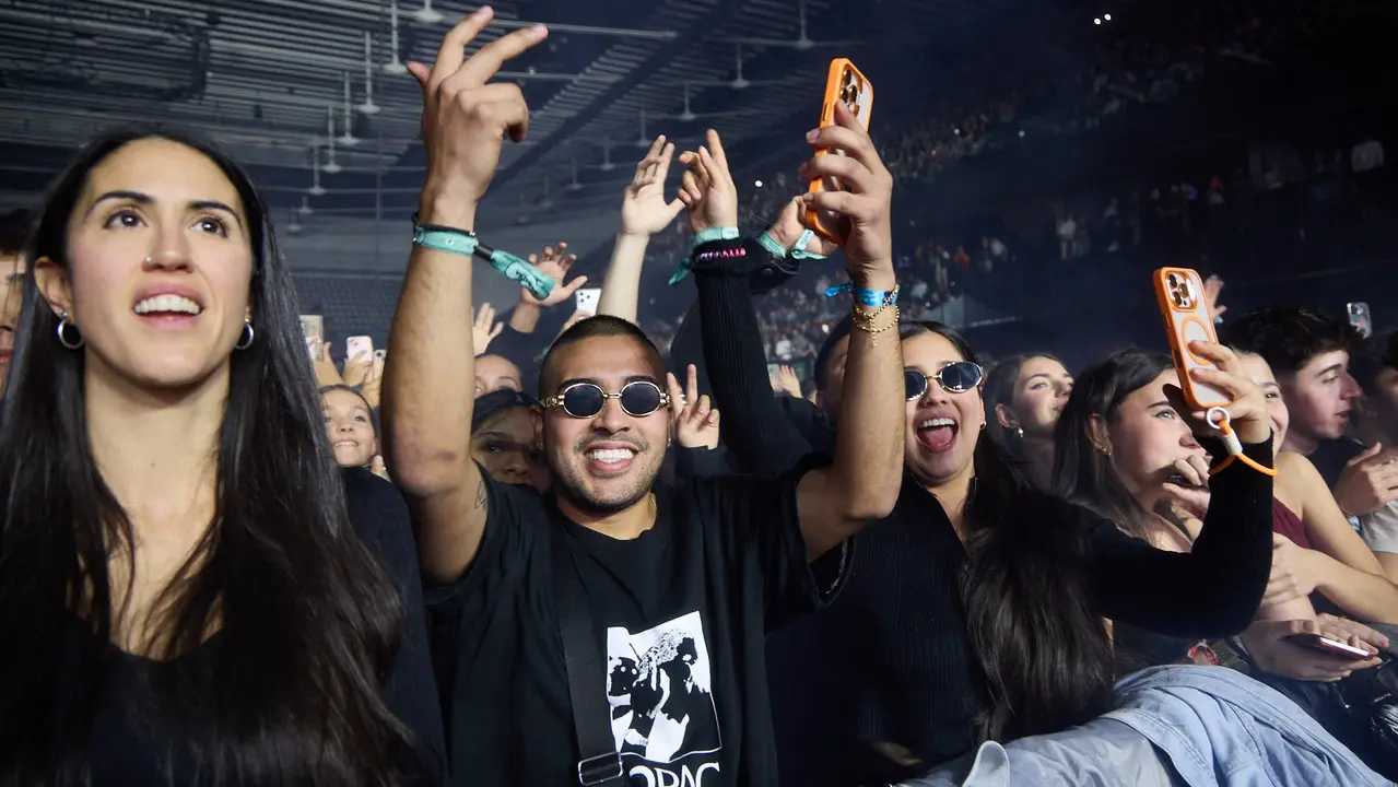 Concierto del cantante y compositor puertorriqueño de reguetón y trap latino Anuel AA en el pabellón Navarra Arena de Pamplona dentro de su gira Europe Tour 2025. IÑIGO ALZUGARAY
