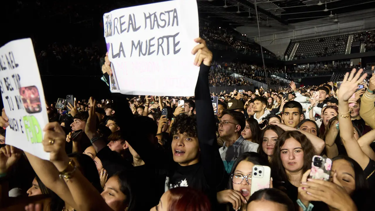 Concierto del cantante y compositor puertorriqueño de reguetón y trap latino Anuel AA en el pabellón Navarra Arena de Pamplona dentro de su gira Europe Tour 2025. IÑIGO ALZUGARAY