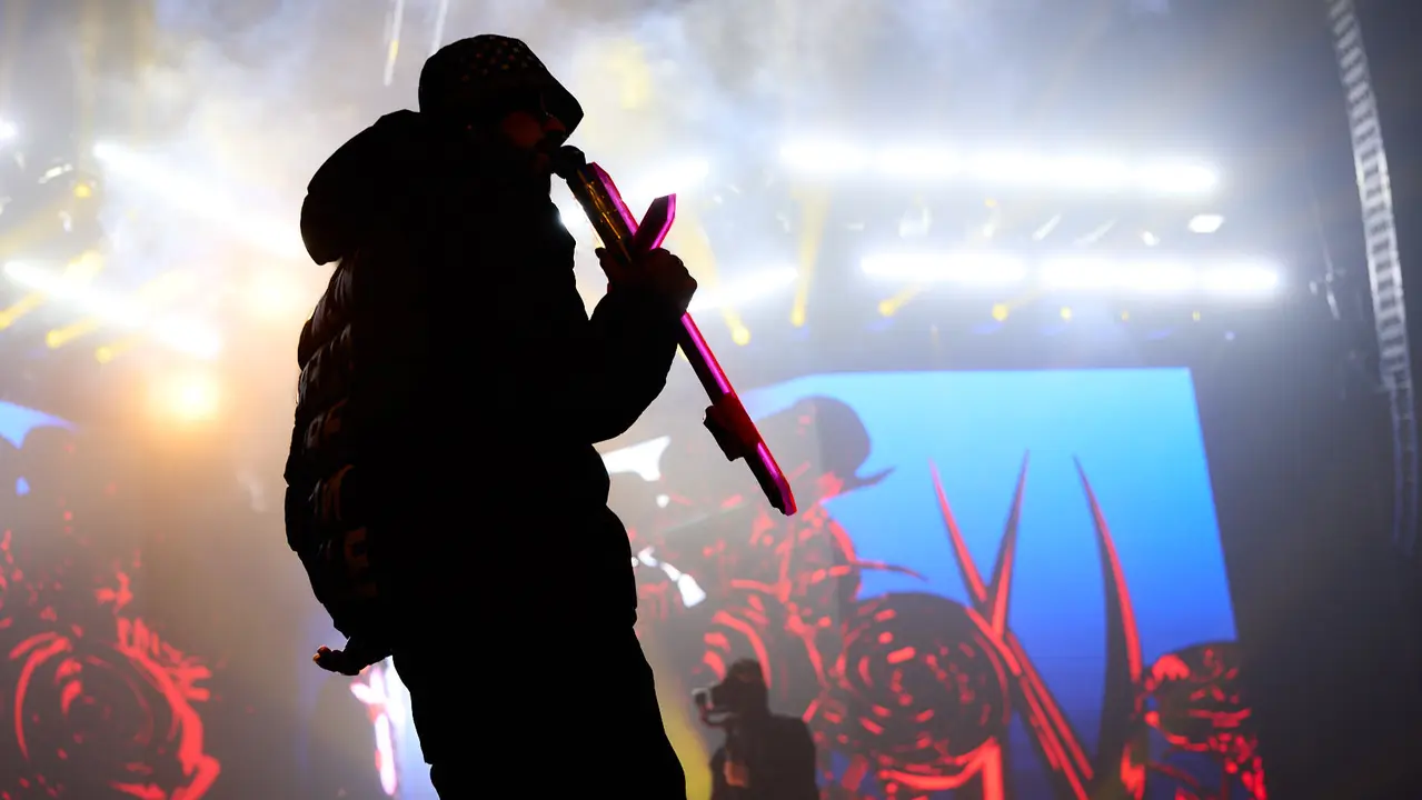 Concierto del cantante y compositor puertorriqueño de reguetón y trap latino Anuel AA en el pabellón Navarra Arena de Pamplona dentro de su gira Europe Tour 2025. IÑIGO ALZUGARAY