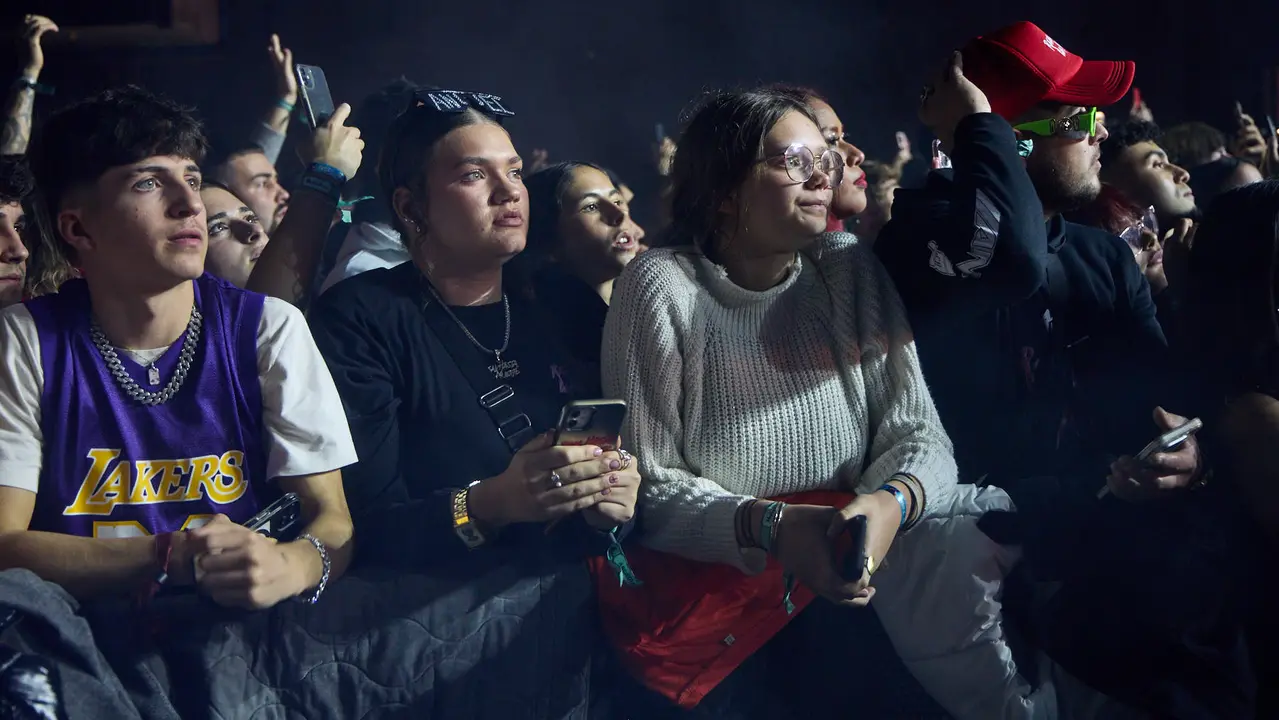 Concierto del cantante y compositor puertorriqueño de reguetón y trap latino Anuel AA en el pabellón Navarra Arena de Pamplona dentro de su gira Europe Tour 2025. IÑIGO ALZUGARAY