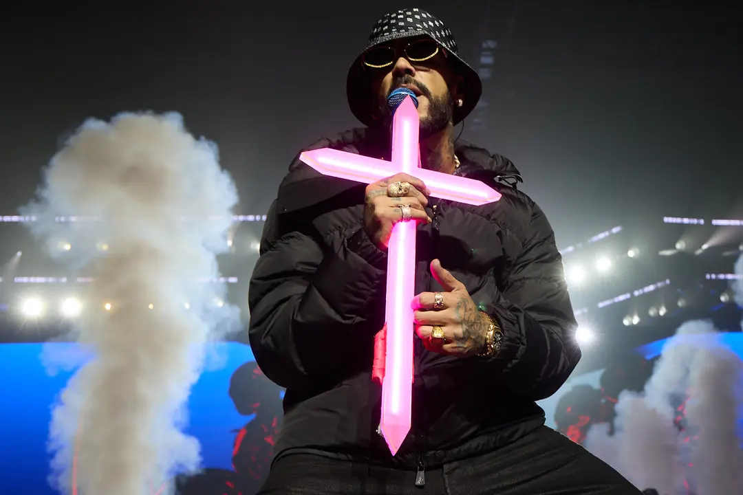 Concierto del cantante y compositor puertorriqueño de reguetón y trap latino Anuel AA en el pabellón Navarra Arena de Pamplona dentro de su gira Europe Tour 2025. IÑIGO ALZUGARAY