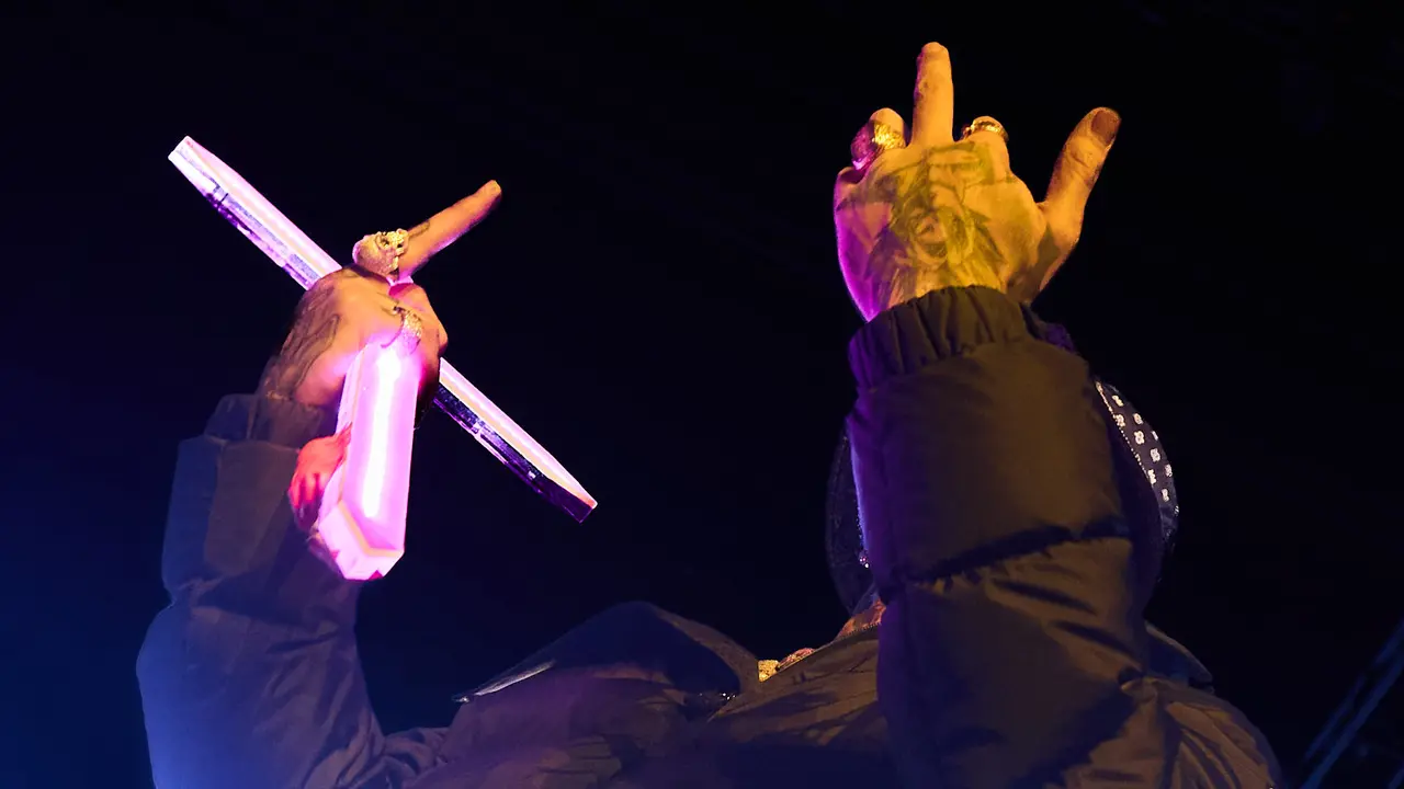 Concierto del cantante y compositor puertorriqueño de reguetón y trap latino Anuel AA en el pabellón Navarra Arena de Pamplona dentro de su gira Europe Tour 2025. IÑIGO ALZUGARAY