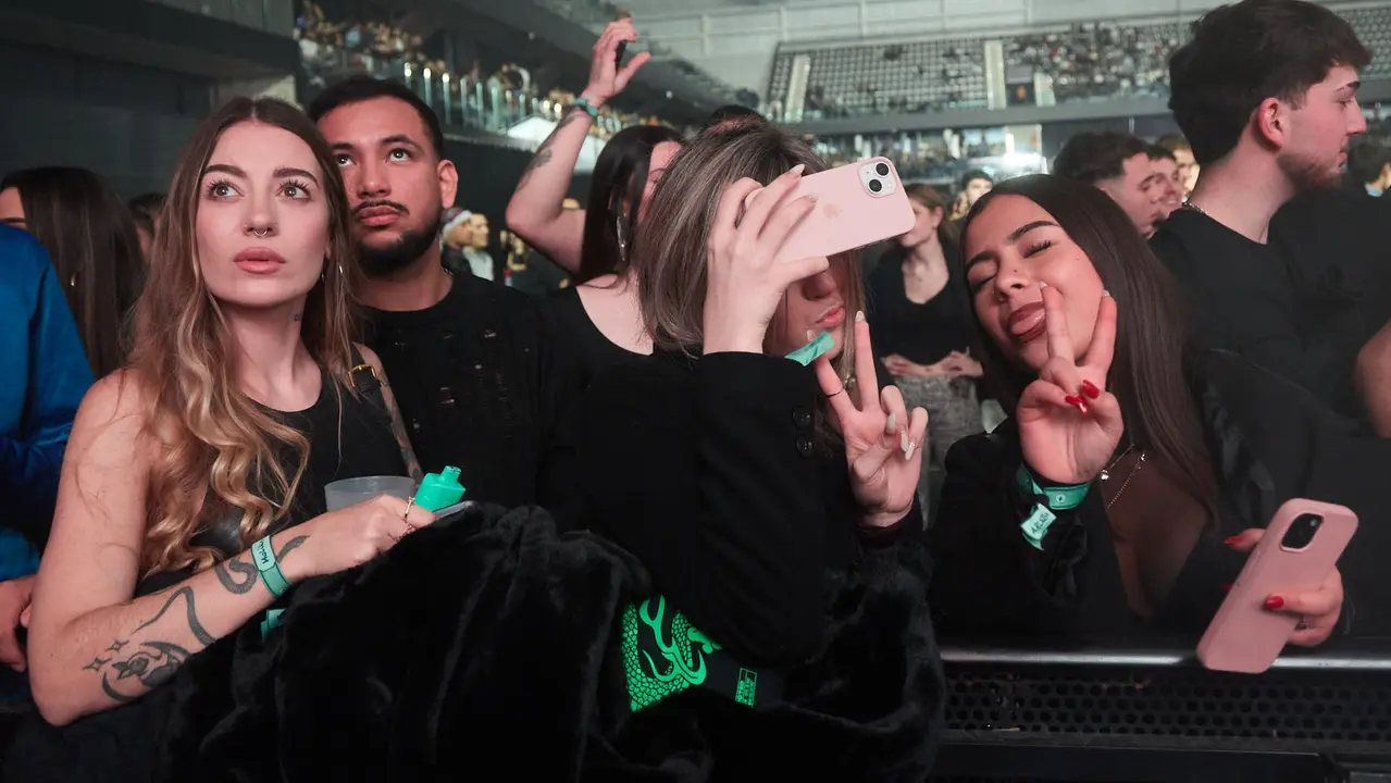 Concierto del cantante y compositor puertorriqueño de reguetón y trap latino Anuel AA en el pabellón Navarra Arena de Pamplona dentro de su gira Europe Tour 2025. IÑIGO ALZUGARAY