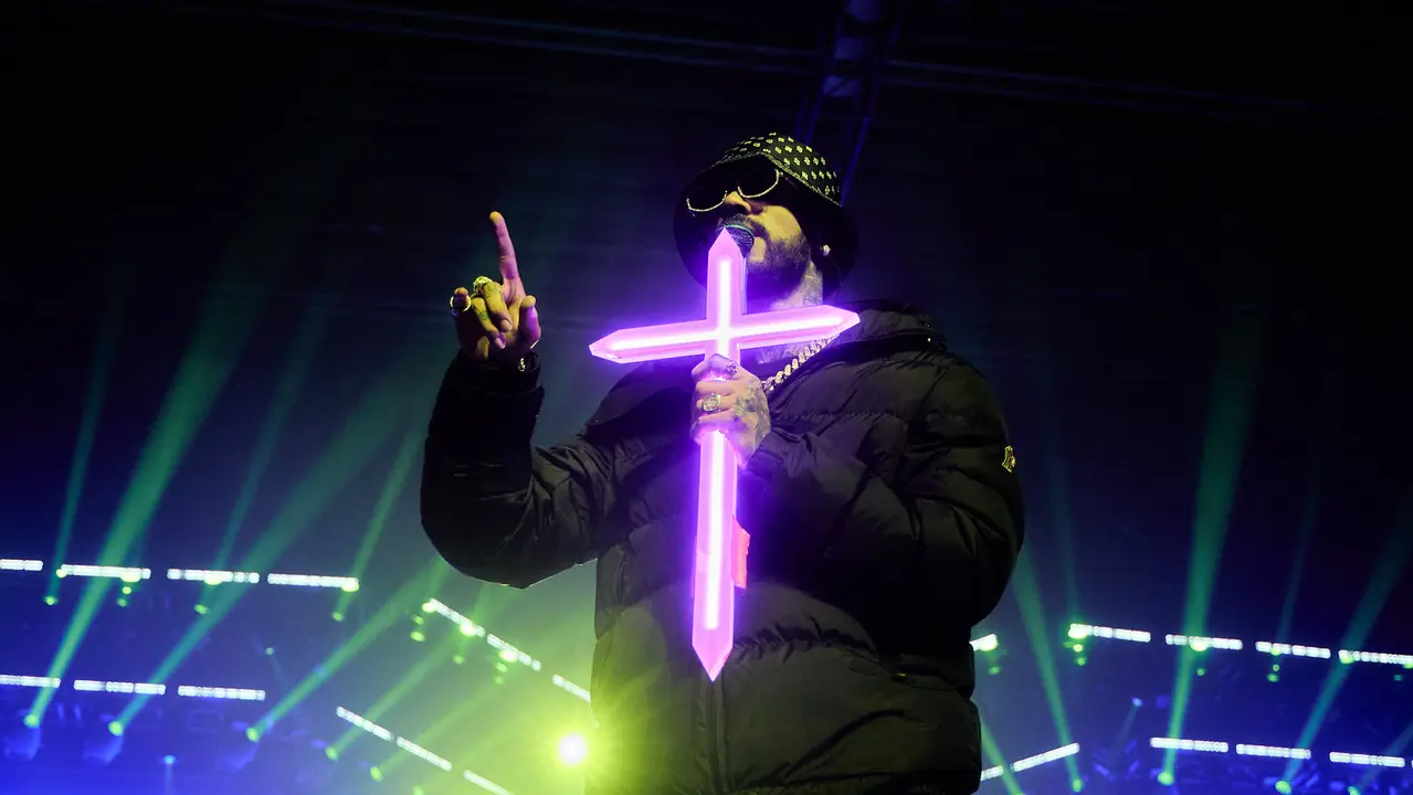 Concierto del cantante y compositor puertorriqueño de reguetón y trap latino Anuel AA en el pabellón Navarra Arena de Pamplona dentro de su gira Europe Tour 2025. IÑIGO ALZUGARAY